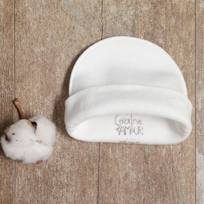 Bonnet polaire bébé prématuré en coton biologique - 45 cm