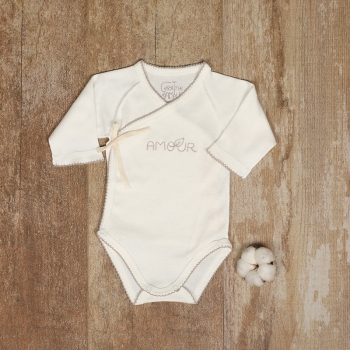 Body bébé bio naissance au 6 mois brodé Amour