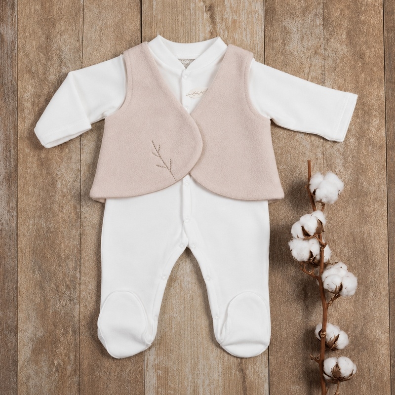 Ensemble Gilet bébé et son pyjama polaire bio